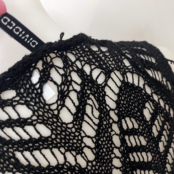 H&M Y2K Black Crochet Fringe Vest Boho Festival Hippie - Picture 4 of 4